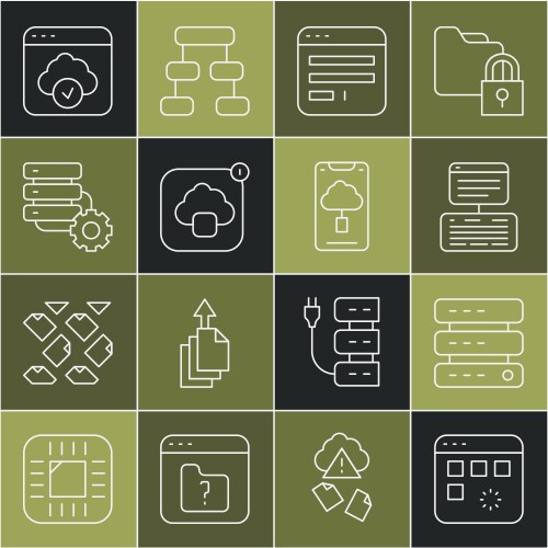 Set line loading data window server web vector image