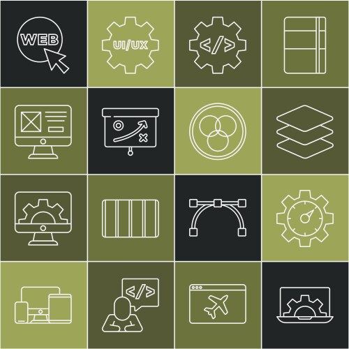 Set line web development website statistic vector image