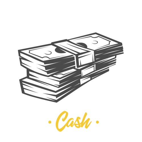 cash black and white objects vector image