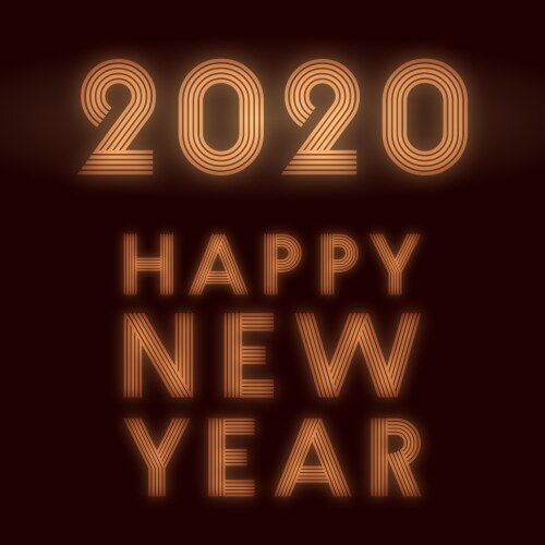 Retro Neon New Year 2020 Background Vector Image