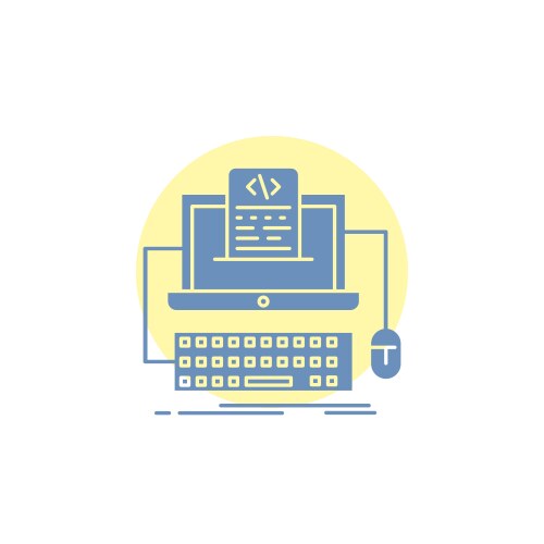 Code coding computer monoblock screen glyph icon vector image