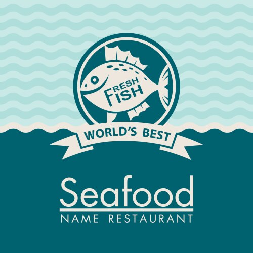 Seafood menu design background template Royalty Free Vector