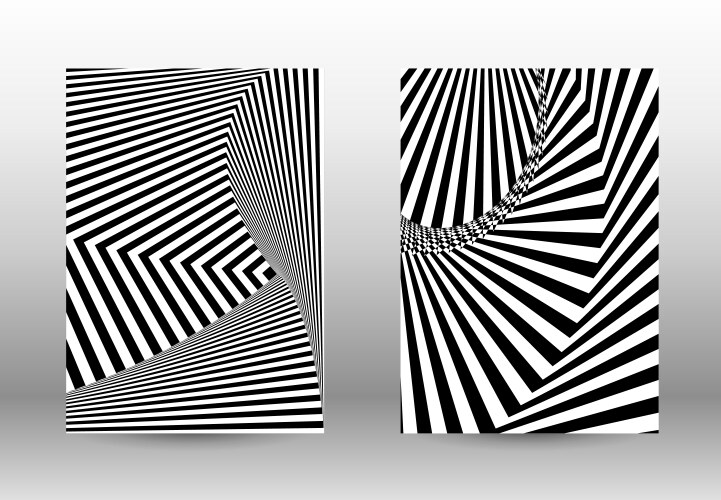 Set of abstract patterns with distorted lines vector image