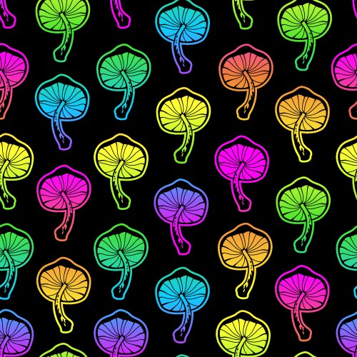 Seamless with bright psychedelic mushrooms vector image