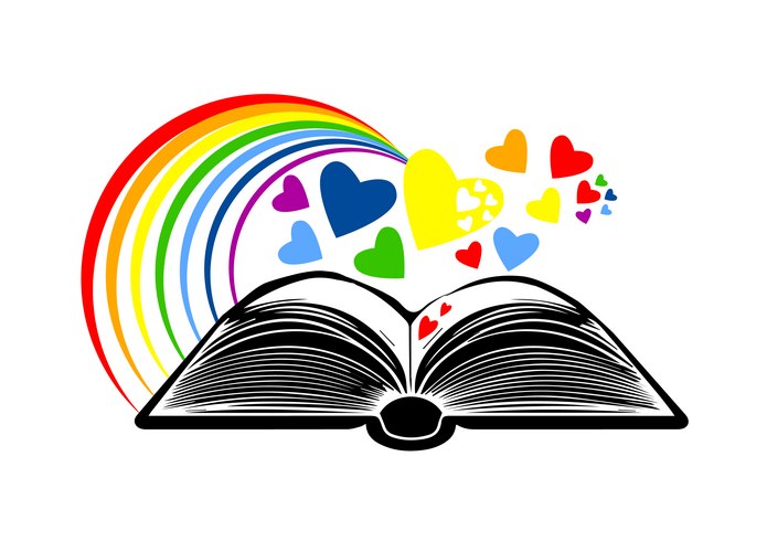 Logo book and rainbow back to school the joy Vector Image