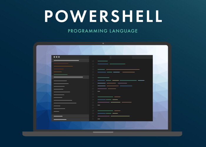 Powershell programming language vector image