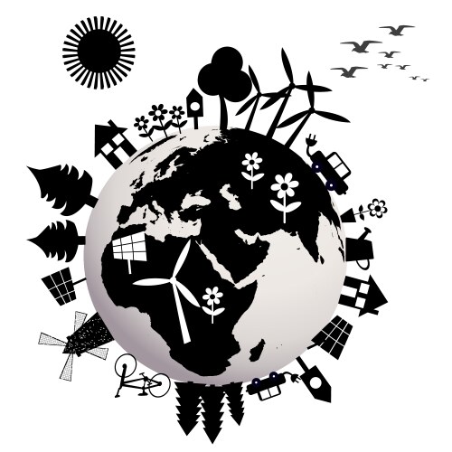 ecological concept with earth globe vector