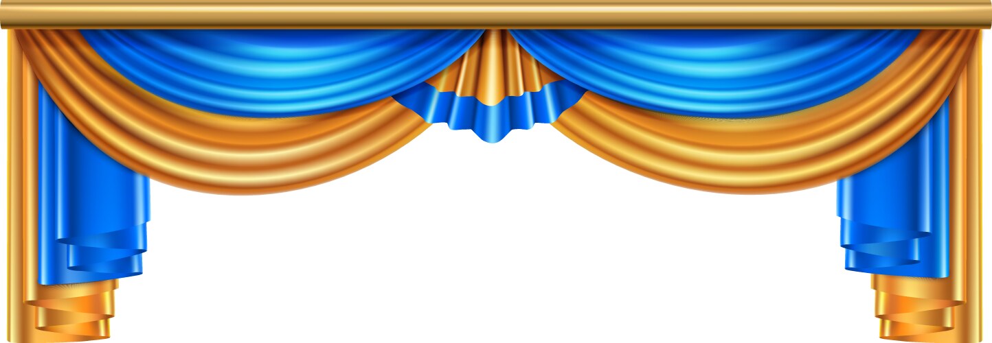 blue draping curtains composition vector