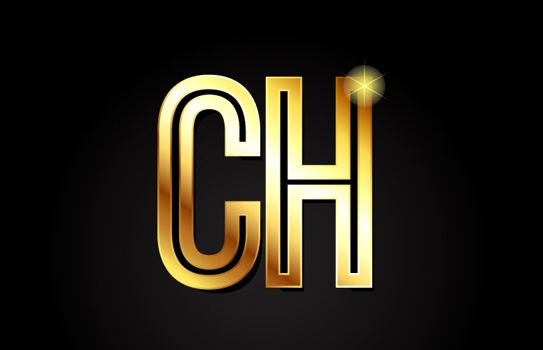 Gold alphabet letter ch c h logo combination icon Vector Image