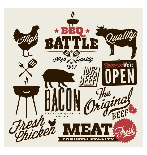 meat works design elements vector