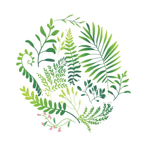 Cartoon abstract green plant pattern vector image