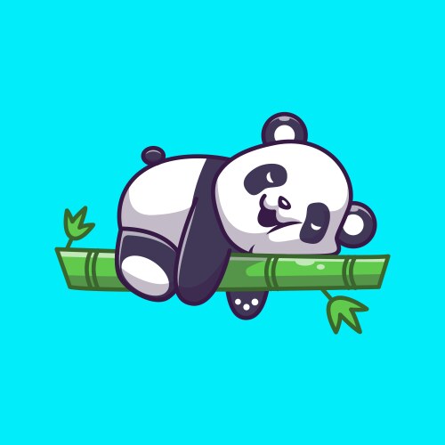 cute panda sleeping on the bamboo tree cartoon vector image