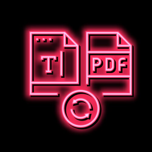 Write text in pdf file neon glow icon vector image