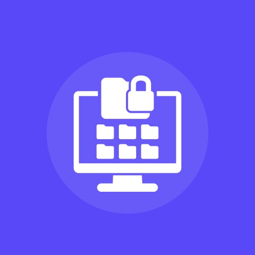 Locked folder icon with a phone in hand Royalty Free Vector