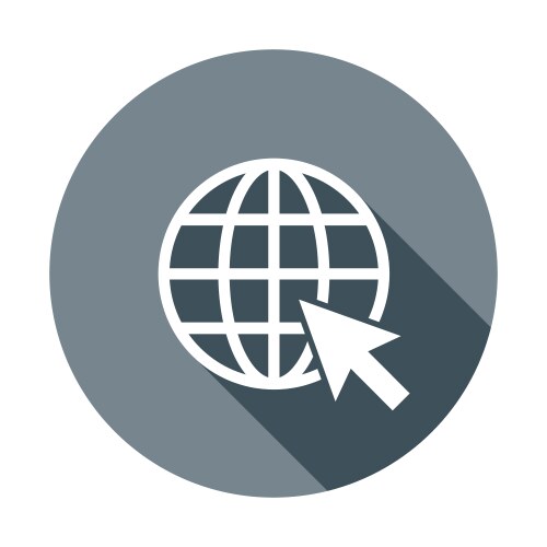 Go to web icon internet flat for website on round vector image
