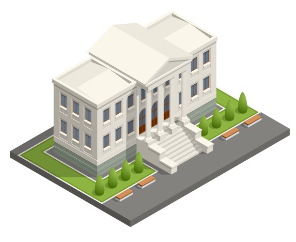 isometric courthouse building law and justice vector