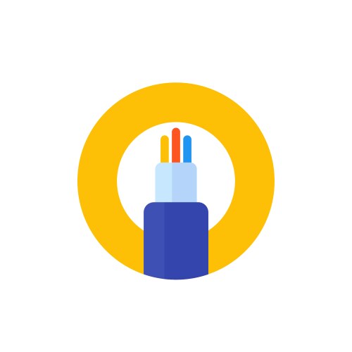 Optic fiber cable icon in flat style Royalty Free Vector