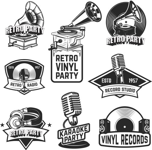 Retro Party Emblems & Elements Vector Image