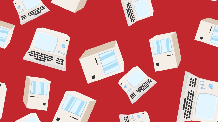 Seamless pattern endless computer with old retro vector image