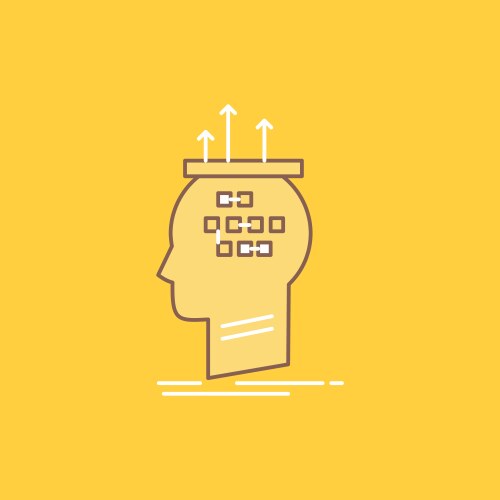 Algorithm brain conclusion process thinking flat vektorbild