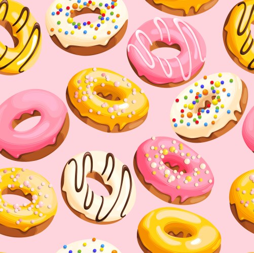 Glazed donuts seamless Royalty Free Vector Image