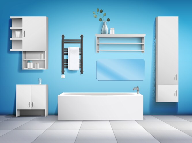 Simple bathroom interior realistic composition Vector Image