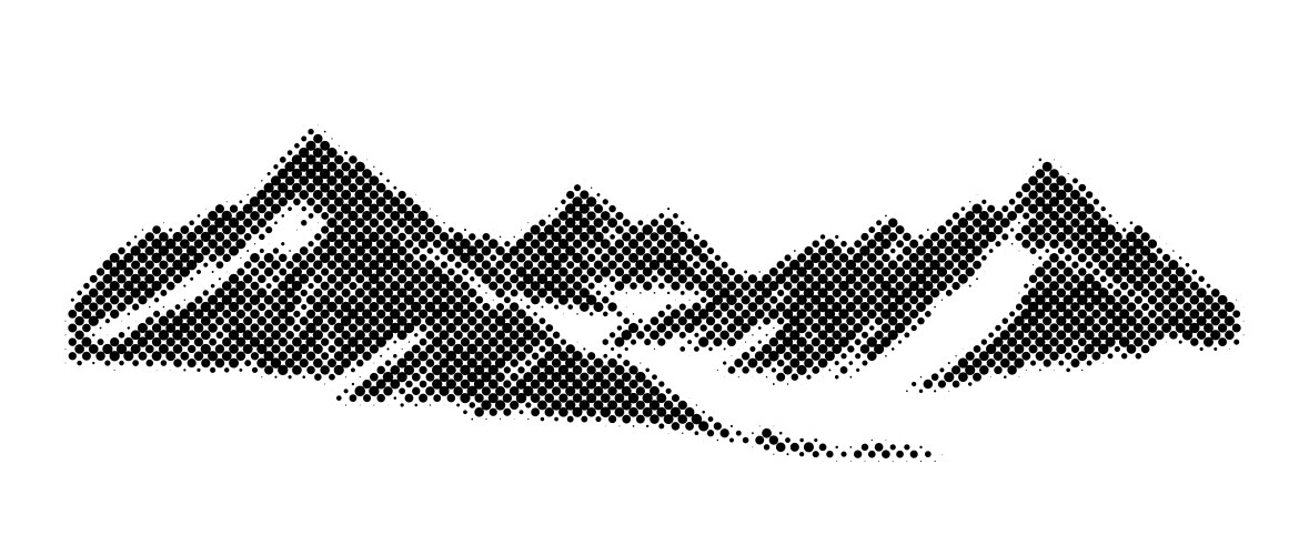 black halftone mountain range grunge textured vector image vector image