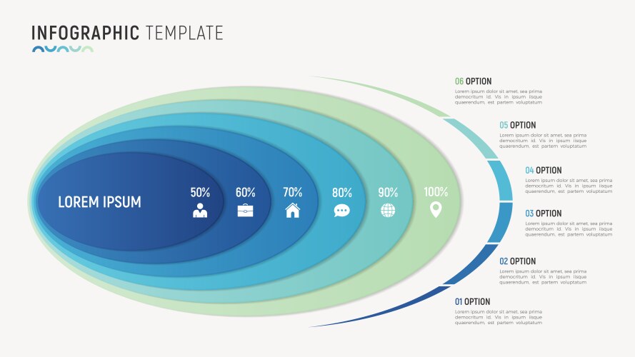 Circle chart infographic template with 6 options Vector Image