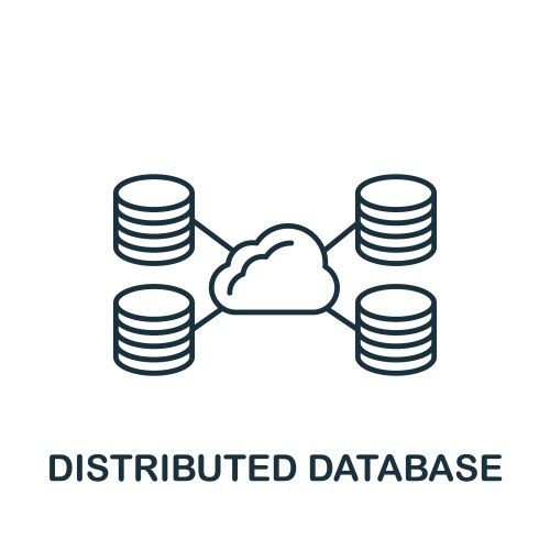 Distributed database icon monochrome simple line vector image