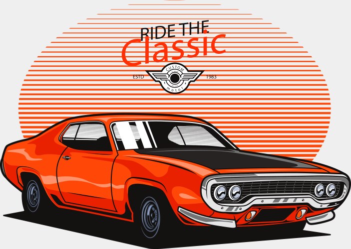 Orange classic muscle car vector image