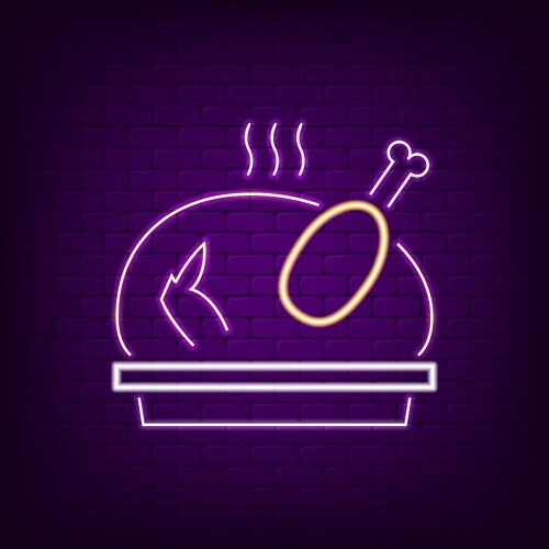 Thanksgiving Neon Turkey Sign Vector Image