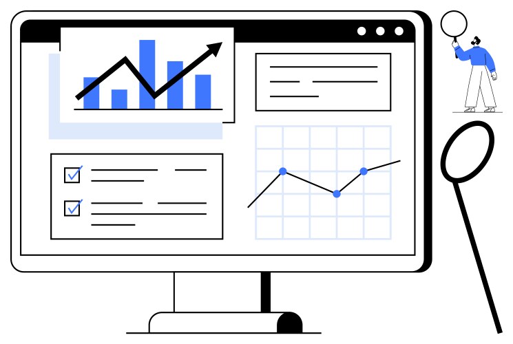 Data analytics dashboard with charts metrics vektorbild