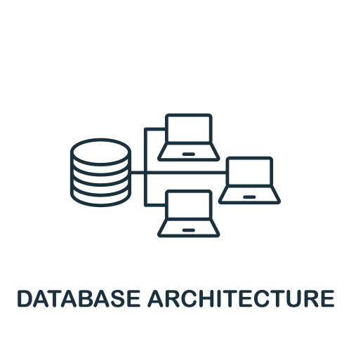 Database architecture icon monochrome simple line vector image
