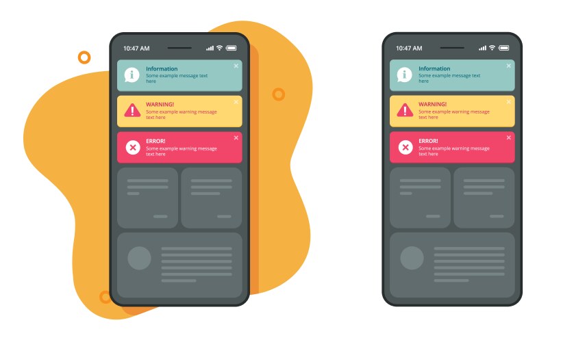 Notifications ui interface push window messages vector image