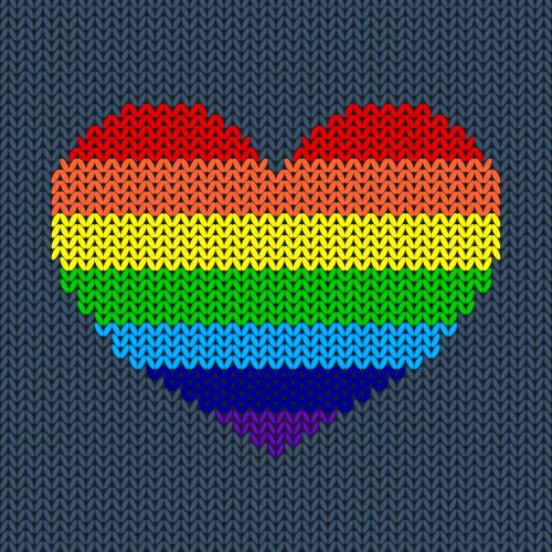 rainbow knitted heart vector image