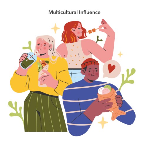 Multicultural influence flat Royalty Free Vector Image