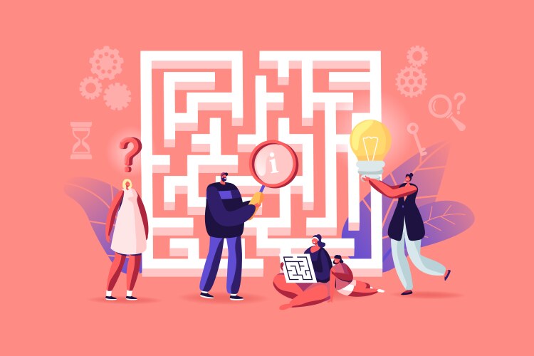 Tiny characters finding idea solution vektorbild