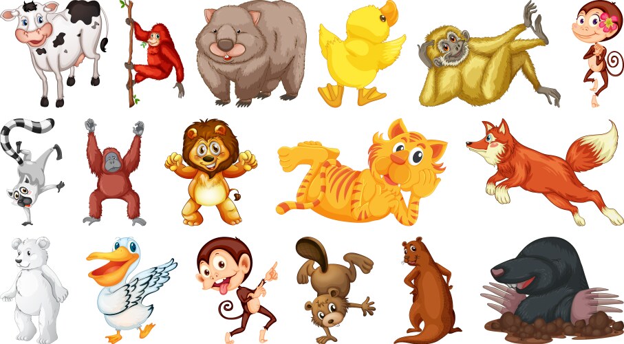 Set Of Wild Animals Royalty Free Vector Image Vectorstock