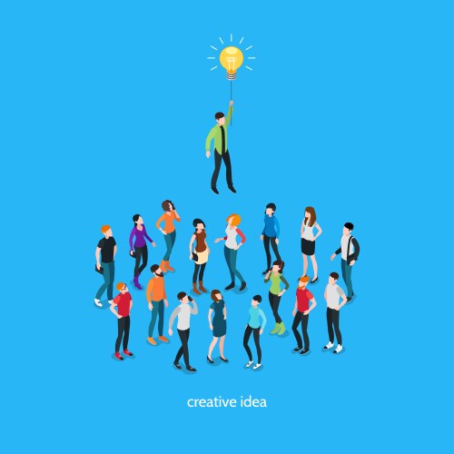 Isometric flat people crowd Royalty Free Vector Image