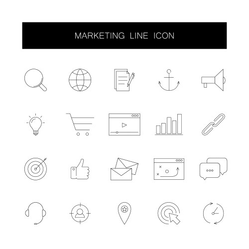 line icons set marketing pack vector image