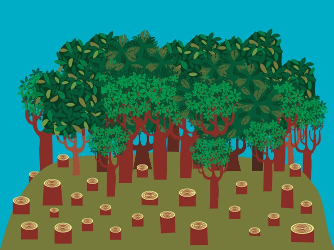 Isometric deforestation concept Royalty Free Vector Image