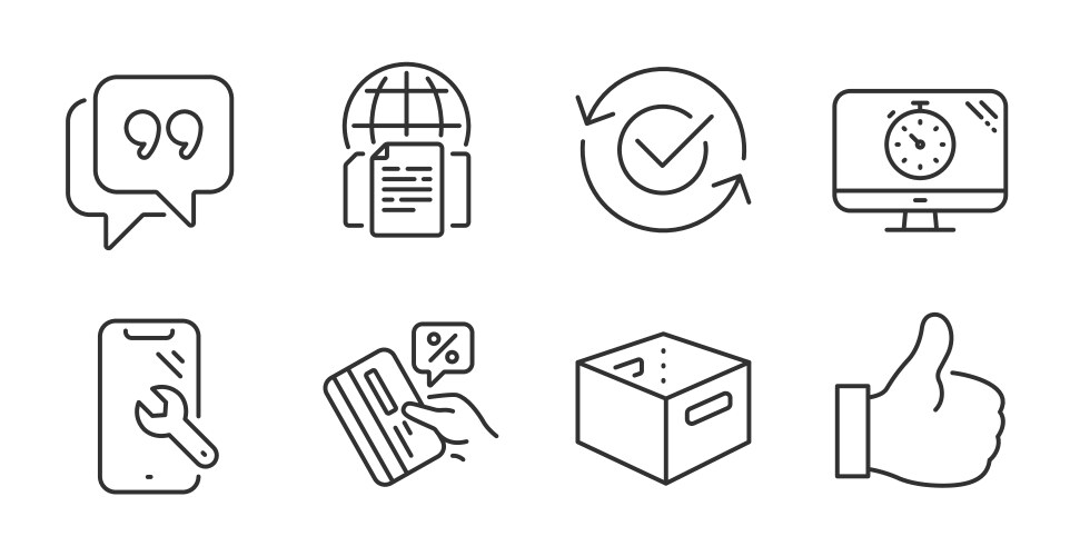 Internet documents like and seo timer icons set vector image