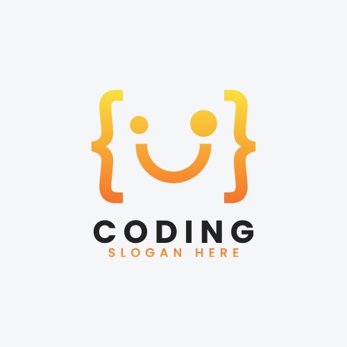 Modern computer programming coding logo design vector image