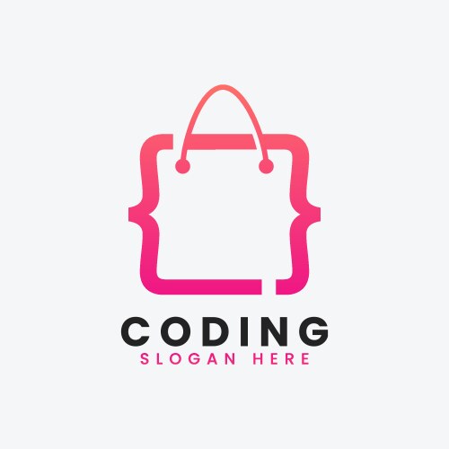 Modern computer programming coding logo design vector image