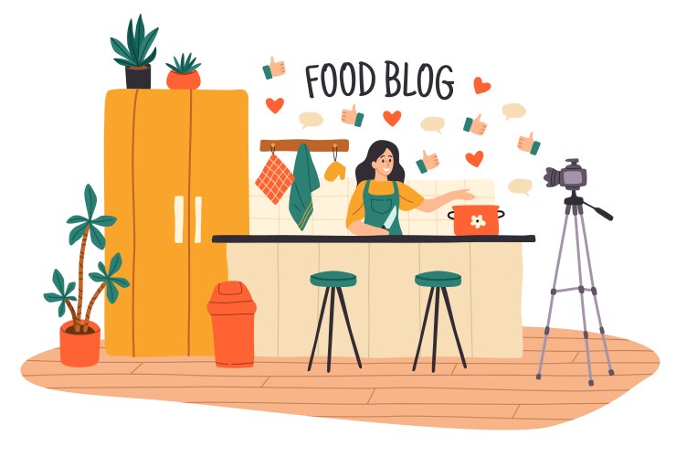 Cooking video blog women vlog or show vector image