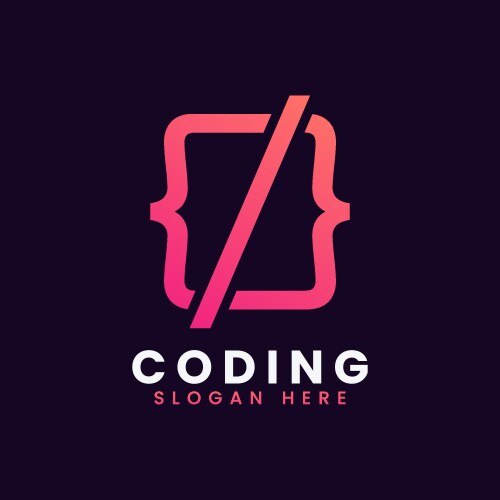 Modern computer programming coding logo design vector image