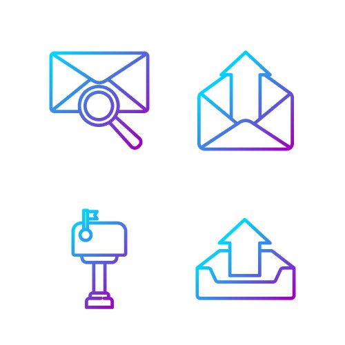 Set line upload inbox mail box envelope vector image