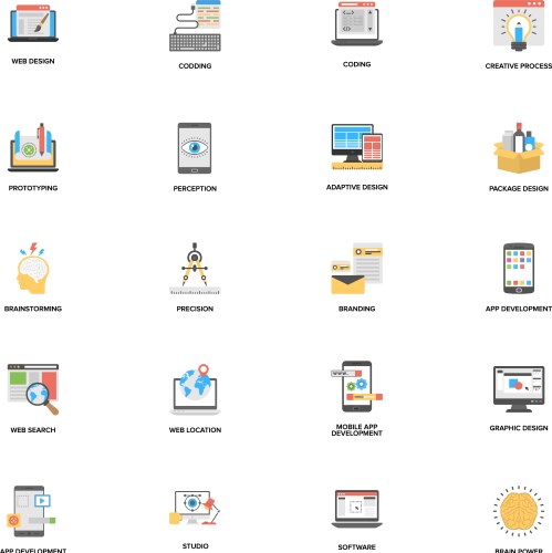 Bundle of web and mobile application development vector image