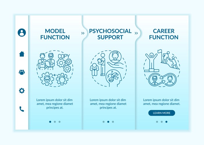 Development support program onboarding template vector image