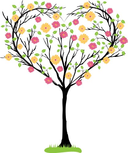 Spring tree with love birds Royalty Free Vector Image